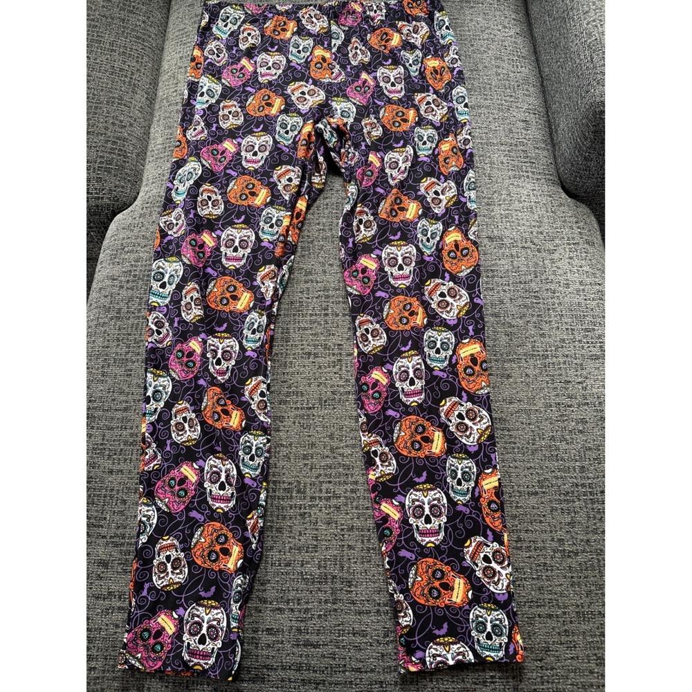 Bobbie Brooks Plus Size 2X Sugar Skull Halloween Leggings Bats Day of the Dead